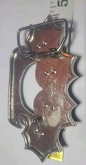 Rock Rebel 4 Skulls Metal & Lacquered Belt Buckle Silver & Black