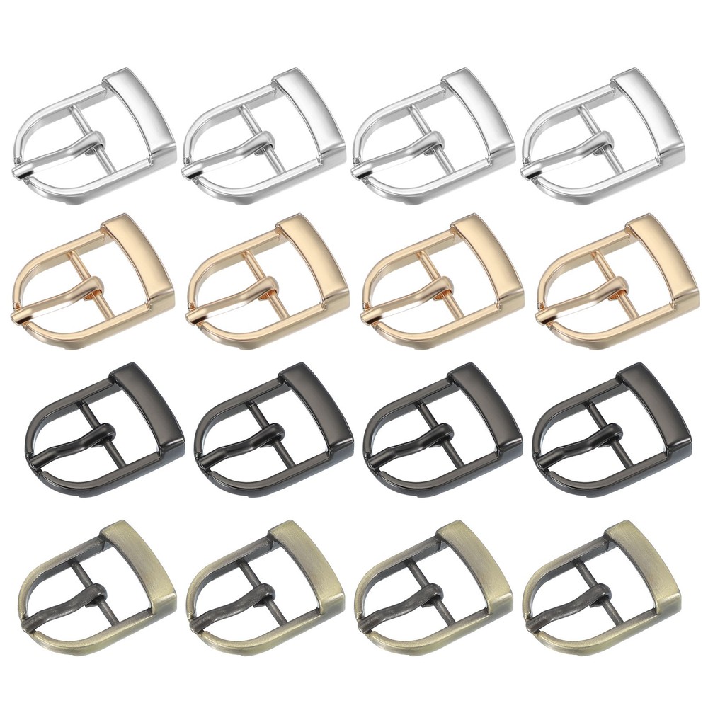 16Pcs 0.7&Prime; Single Prong Belt Buckle Roller Buckle Black/Silver/Light Gold/Brown