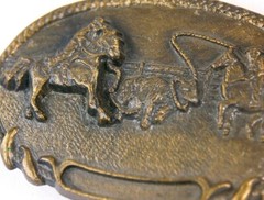 Team Calf Ropers 1982 men&rsquo;s brass belt buckle high relief 3.5 inches