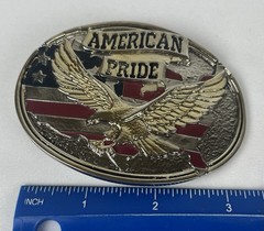 American Pride – Patriotic USA United States Flag and Eagle Western Belt Buckle