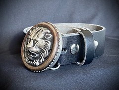 Darren McNeese Lion Belt Buckle 2.5” Round Patina Archive 07–09