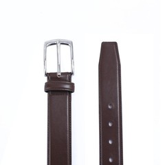 DOSHI Vegan Leather Belt for Men – 1 3/8&Prime; Width, Polished 38, Dark Brown