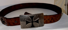 Ariat Embossed Sample Belt W/Iron Cross Belt Buckle Silver Black Never worn
