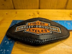 Vintage Leather Beaded Harley Belt Buckle Leather Back 1970s Possibly 1 Of 1