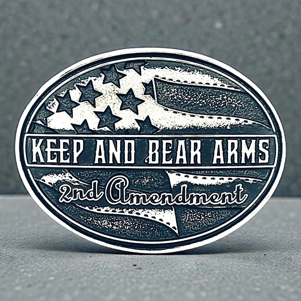 Montana Silversmiths Keep and Bear Arms 2nd Amendment Belt Buckle Silver NEW!