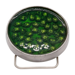 Men Silver Metal Belt Buckle Skulls Green Biker Motorcycle Fashion Round Rocker