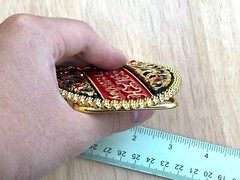 Western Buckle Gold Black Red Cowboy 4×3 for 2 » Hooey Buckle Hebilla Vaquero