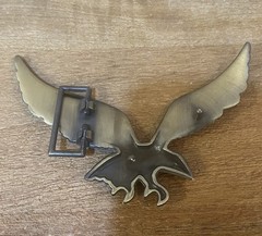 VTG Flying Eagle Belt Buckle Large 6.5” Wingspan Brass Tone Patriotic Americana
