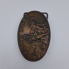Vintage 70s Pony Post Express Brass Metal Belt Buckle Montauk Silver Company