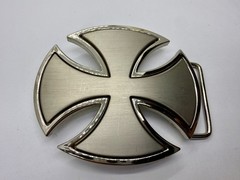 Maltese Celtic Iron Cross Gothic Punk Biker Vibe Cutout Silver Tone Belt Buckle