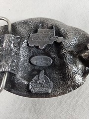 Vintage American Trucker 1998 Pewter Belt Buckle Siskiyou Semi Truck Eagle USA