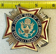 VFW Belt Buckle USA Veterans Foreign Wars Eagle Cross Patriotic Enamel 2.75&Prime;