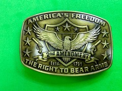 America&rsquo;s Freedom Right To Bear Arms 2nd Amendment Belt Buckle In New Condition
