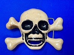 Skull And Crossbones – Silver & Black Enameled Cutout Belt Buckle By Fl&R