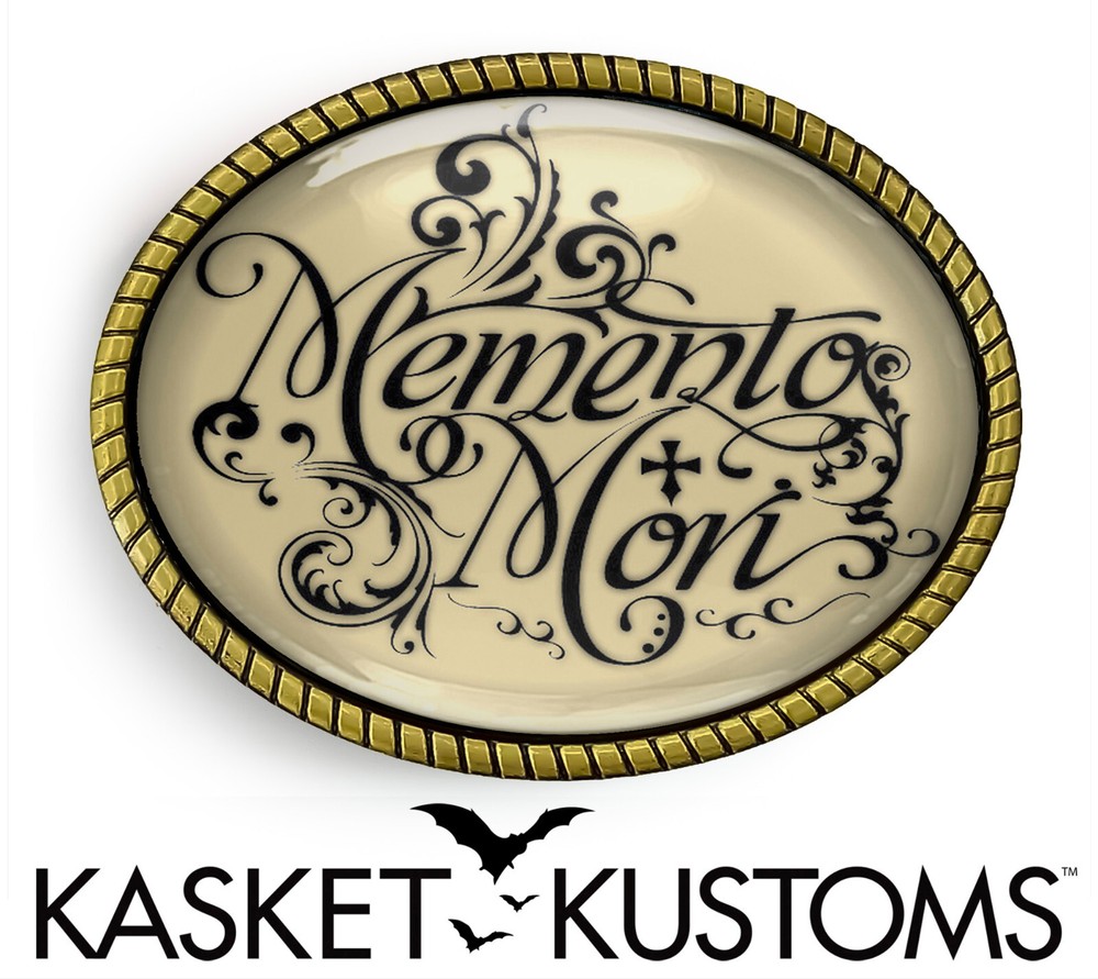 Victorian Memento Mori Belt Buckle – Vintage Script Light Belt Buckle – 132