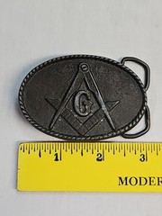 Vintage Masonic Masons BTS Brass Belt Buckle
