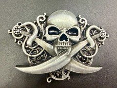 Vampire Skull Head Crossed Sabers Swords Pirate Theme Gothic Punk Belt Buckle