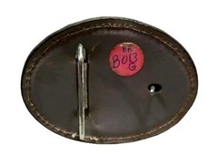 EAGLE Belt BUCKLE w/ GOLD BUCKSTITCHING Lg HANDMADE Brown LEATHER Western/Biker