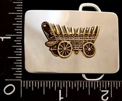 MG12108 VINTAGE ***COVERED WAGON*** POLISHED SILVERTONE BELT BUCKLE