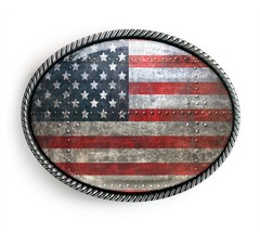 American Flag Belt Buckle – Handmade Grunge USA Handmade Buckle – 380