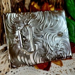 Longhor Western Belt Buckle Rose Tone And Silver Rare Piece With Details Cowboy