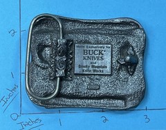 Belt Buckle Buck Knives Pewter Four Generations Smoky Mountain Knife Works Worn!