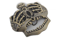 Men Women Dark Gold Belt Buckle Skull Skeleton Bones Pirate King Crown Halloween