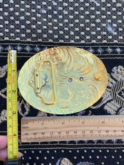 Western Buckle Gold Silver Black Red Longhorn Cowboy Oval 2 » Rodeo Buckle