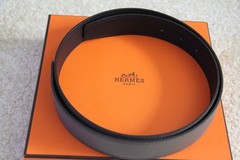 100% Authentic Hermes Black/Etan Epsom&Swift Leather Belt 32 MM – size 85