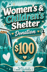 $100 Women&rsquo;s & Children&rsquo;s Shelter Charity donation