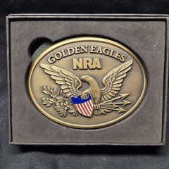 NRA Golden Eagles Belt Buckle 2015 Commemorative Patriotic Shield Brass NIB