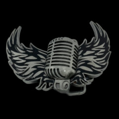 Men&rsquo;s Vintage Microphone With Wings Musical Old Fashioned Belt Buckle