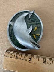 Dolphin Fish Wildlife Enamel Metal Belt Buckle