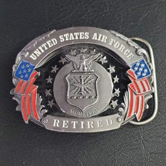 Siskiyou Buckle Co US Air Force Retired Belt Buckle USA Made Enamel Pewter