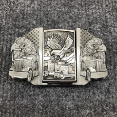 Antique Brushed Eagle Truck Belt Buckle Lighter Holder, Stock in US