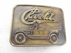 Vintage R.J Roberts Co Chevrolet Rectangle Brass Belt Buckle Never Worn