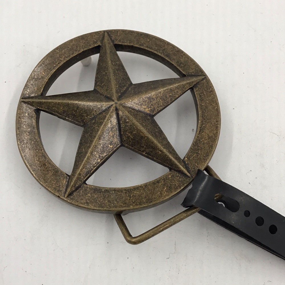 Vintage Bronze Star Western Style Belt Buckle: 3.5 Inch Diameter, New