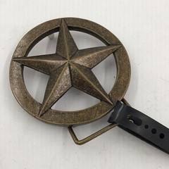 Vintage Bronze Star Western Style Belt Buckle: 3.5 Inch Diameter, New