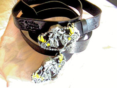 THE EYE CATCHER: GOTHIC BIKER BELT SKULL 2 BIKES BUCKLE NEW