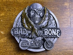 VTG Bad To The Bone Skull Motorcycle Eagle Men&rsquo;s Belt Buckle Siskiyou 1992 USA