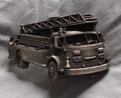 1978 Bergamot Brassworks Fire Truck Belt Buckle G-38 Made in USA