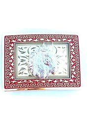 Western Buckle Gold Silver Red Horse Head Cowboy Buckle 2 » Hebilla Vaquero