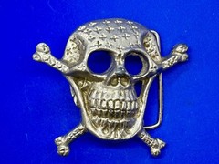Skull Head Crossbones Halloween Biker Gothic Punk Vibe Belt Buckle
