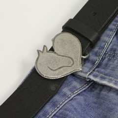 Heart with Horse Head Belt Buckle, Belt Buckle Leather Belt Antique Silver Rusic