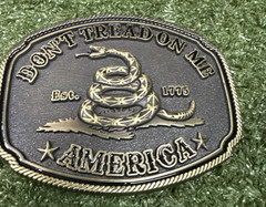 America Don&rsquo;t Tread On Me Gadsden Flag Snake Belt Buckle Antique Bronze Tone