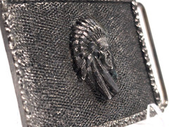 VTG 1973 James Lind Belt Buckle Chief Head Southwestern Brass Wyoming Studio