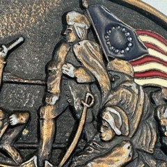 Vintage Washington Crossing the Delaware Brass Belt Buckle Patriotic Americana