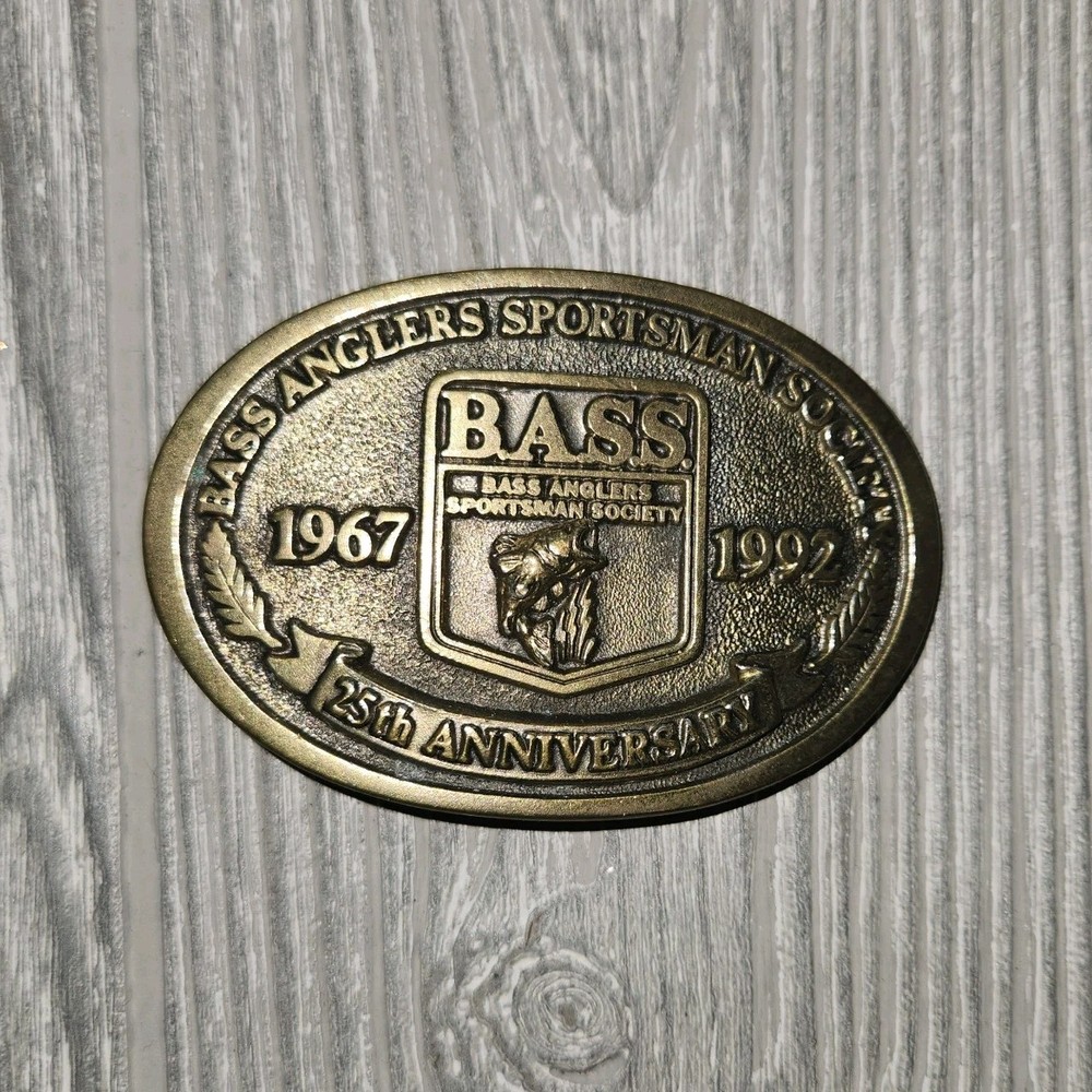 Bass Anglers Sportsman Society Metal Belt Buckle 25th Anniversary 1967-1992