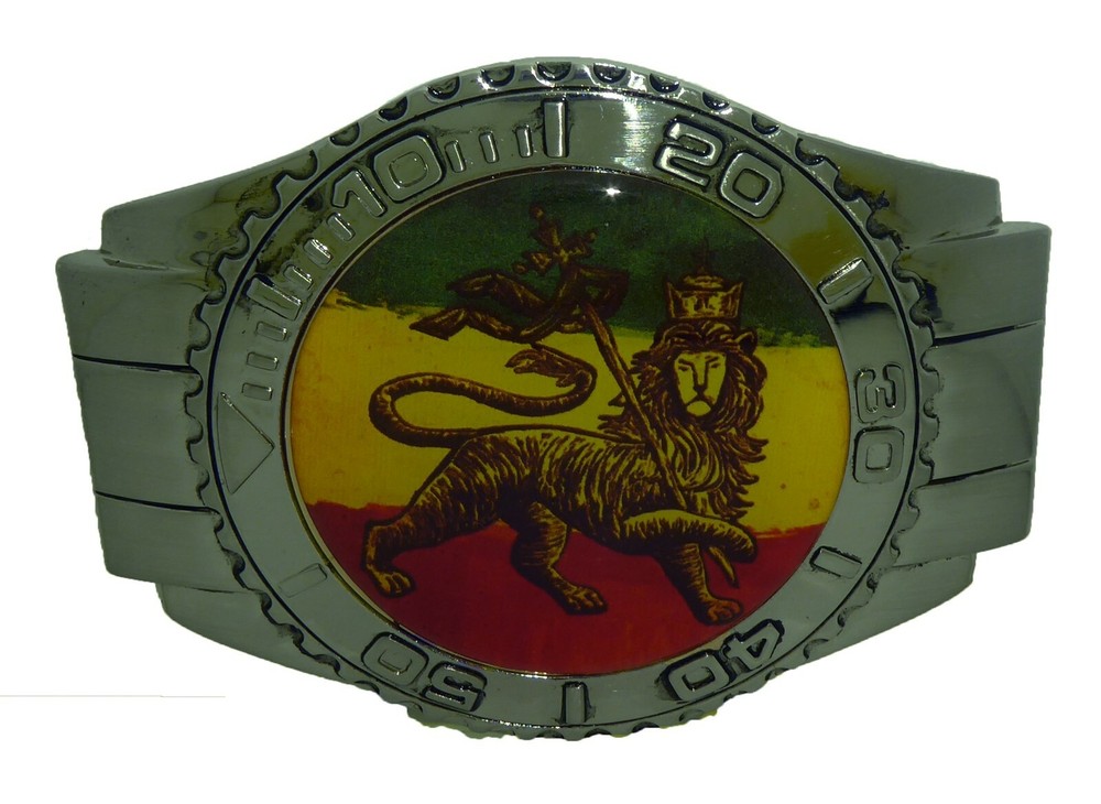 Rastafarian belt buckle Selassie Marley Jamaica Gangsta Dub Rasta Silver Metal