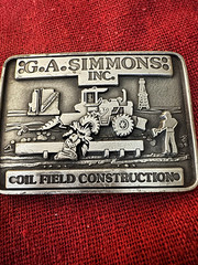 Vintage G.A. Simmons Inc Oil Field Construction Belt Buckle Guy Huey Promotions